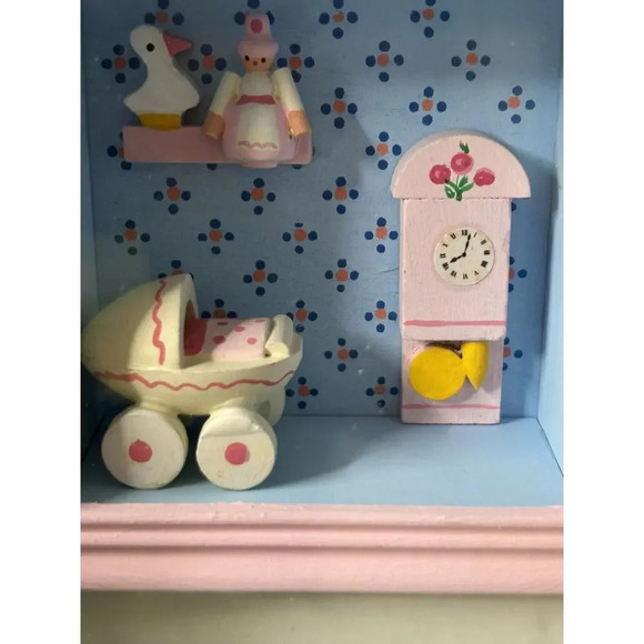 Vtg Hand Painted Wood Nursery Charms Heartline Italy W/ Box - Picture 2 of 6